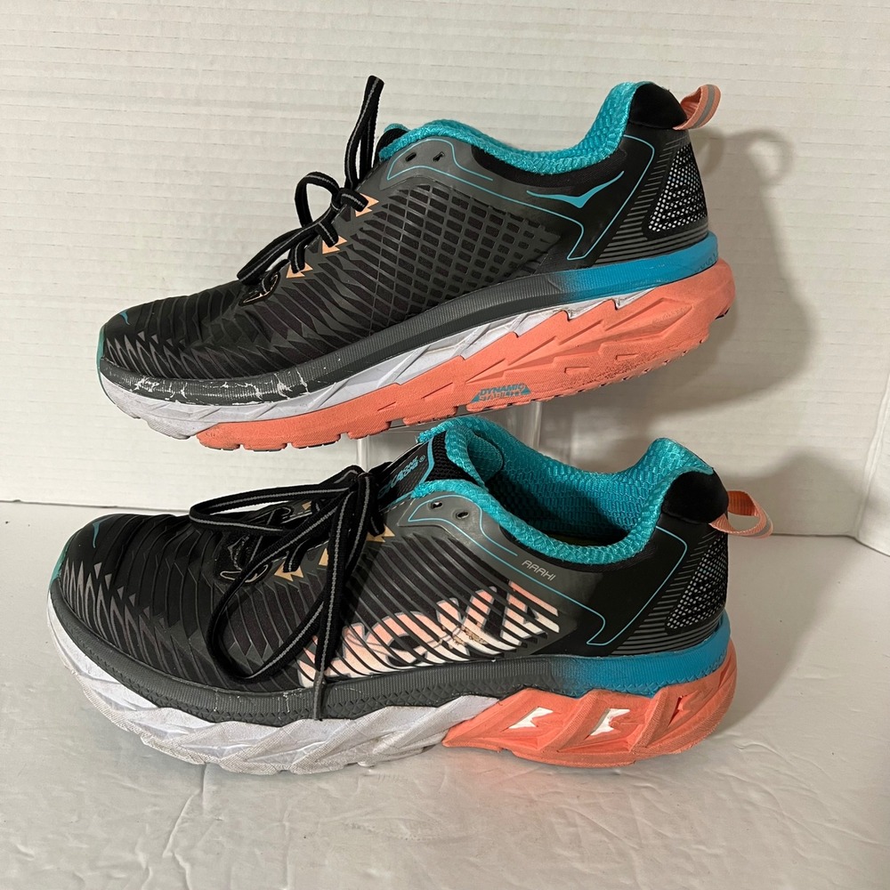 Hoka One One Arahi Womens 8.5 Running Shoes Black Pink Aqua 1016259 BPAM